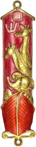 Matashi Hand Painted Mezuzah Gold Plated and Crystals (Red Enamel) in Saudi Arabia