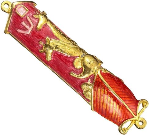 Matashi Hand Painted Mezuzah Gold Plated and Crystals (Red Enamel) in Saudi Arabia