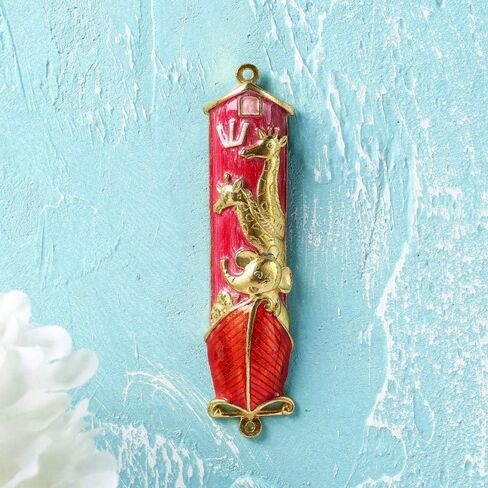 Matashi Hand Painted Mezuzah Gold Plated and Crystals (Red Enamel) in Saudi Arabia