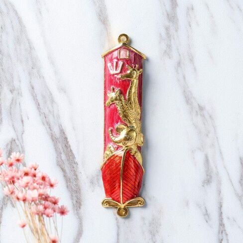 Matashi Hand Painted Mezuzah Gold Plated and Crystals (Red Enamel) in Saudi Arabia