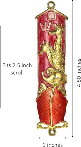 Matashi Hand Painted Mezuzah Gold Plated and Crystals (Red Enamel) in Saudi Arabia