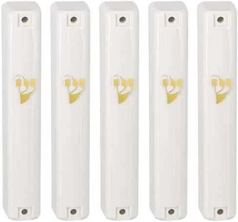 MEZUZAH CASE Holder (shidell) בית מזוזה Plastic Silver shin Rectangle Shape Waterproof Rubber Cork Lot of 25 pcs (SIZE 10 FOR 10 cm scroll, CLEAR SILVER SHIN) in Saudi Arabia