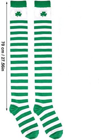 St. Patrick Day Knee Thigh High Socks Long Thigh High Socks Shamrock Green Stripe Party Socks for Costume in Saudi Arabia