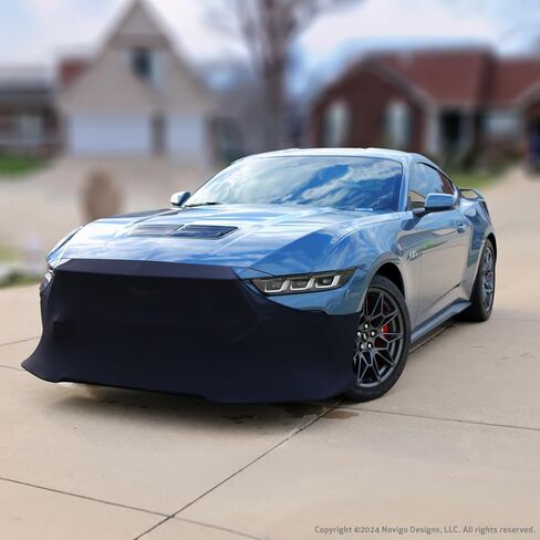 NoviStretch Front Bumper Mask Bra for 2005-2014 Ford Mustang - غطاء أمامي قابل للتمدد، حمالة صدر لحماية الطلاء سهلة الارتداء والخلع (القناع الأمامي فقط) in Kuwait