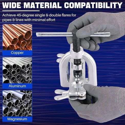 DASBET 11PCS Flaring Tool Kit – 45° Single & Double Brake Line Flaring Tool Kit with 7 Adapters, Flare Tubing Flare Tool with Tube Cutter for Brake Line HVAC System in Saudi Arabia