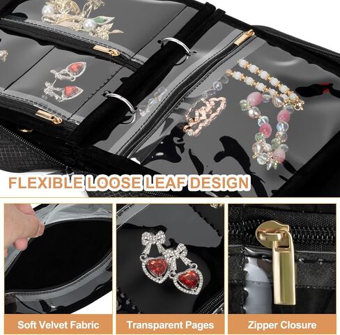 منظمات وتخزين المجوهرات من سانيبو، منظم حقائب المجوهرات مع 28 قطعة من الحقائب المخملية ذات السحاب الشفاف، حقيبة تنظيم المجوهرات للسفر والقلادة والأقراط والخواتم والسوار والساعة in Kuwait