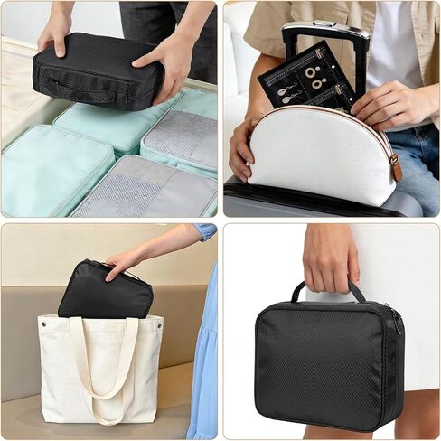 منظمات وتخزين المجوهرات من سانيبو، منظم حقائب المجوهرات مع 28 قطعة من الحقائب المخملية ذات السحاب الشفاف، حقيبة تنظيم المجوهرات للسفر والقلادة والأقراط والخواتم والسوار والساعة in Kuwait