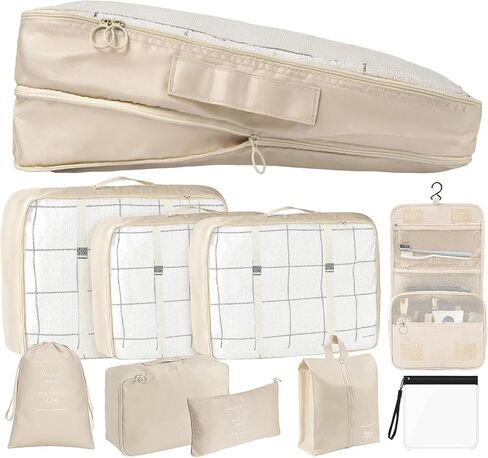 9 مجموعات من مكعبات التعبئة لحقائب السفر ومجموعات أمتعة السفر ومنظمات التعبئة وحقائب تنظيم السفر ومنظم الأمتعة مع الأحذية/الأدوات/حقيبة الغسيل in Kuwait