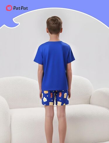 طقم بيجامات للأولاد من PATPAT مكون من قطعتين ملابس نوم ناعمة برسومات تي شيرت فضفاض مع شورت PJ مجموعة ملابس صالة صيفية للأطفال in Kuwait