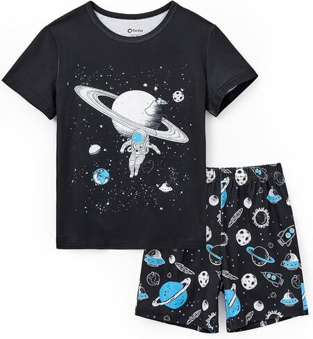 طقم بيجامات للأولاد من PATPAT مكون من قطعتين ملابس نوم ناعمة برسومات تي شيرت فضفاض مع شورت PJ مجموعة ملابس صالة صيفية للأطفال in Kuwait