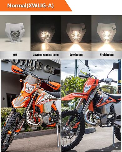 XINGWU Dirt Bike Headlight Kit,Pit Bike Headlight,Universal Motorcycle Headlight,Headlamp Frontlight,Motorcycle Head Lamp Kit for Most Dirt Pit Bike (black, Normal（XWLIGA) in Saudi Arabia