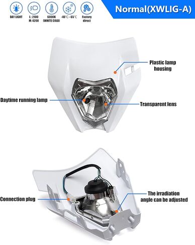 XINGWU Dirt Bike Headlight Kit,Pit Bike Headlight,Universal Motorcycle Headlight,Headlamp Frontlight,Motorcycle Head Lamp Kit for Most Dirt Pit Bike (black, Normal（XWLIGA) in Saudi Arabia