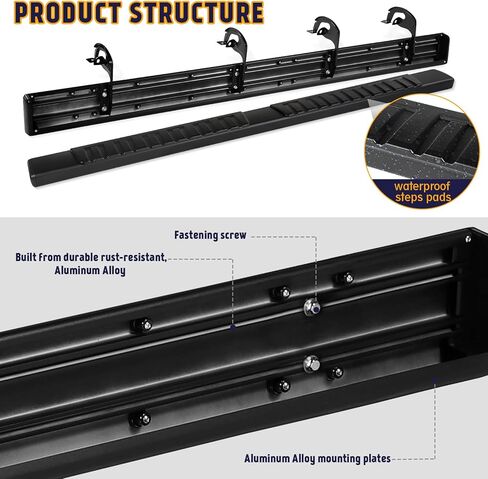 لوحات الجري Perfit Liner مقاس 6 بوصات متوافقة مع سيارة Ford F-150 Super Crew Cab لعام 2009-2014 - قضبان نيرف ذات قضبان جانبية (سبائك الألومنيوم، للمركبات ذات 4 أبواب كاملة الحجم، أسود غير لامع) in Saudi Arabia
