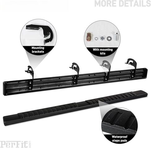 لوحات الجري Perfit Liner مقاس 6 بوصات متوافقة مع سيارة Ford F-150 Super Crew Cab لعام 2009-2014 - قضبان نيرف ذات قضبان جانبية (سبائك الألومنيوم، للمركبات ذات 4 أبواب كاملة الحجم، أسود غير لامع) in Saudi Arabia