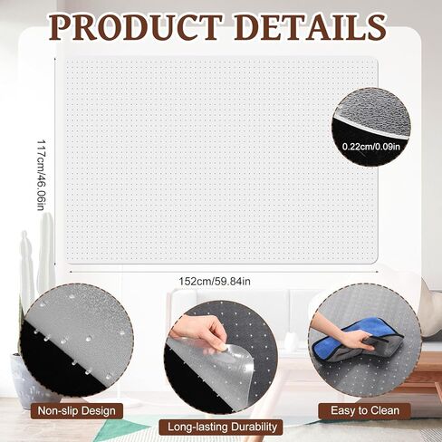سجادة كرسي مكتب Leinuosen للسجاد عالي التحمل مقاس 46 بوصة × 60 بوصة كبير من البلاستيك الشفاف لأرضية مكتب الكمبيوتر وواقي السجاد مع قبضة غير قابلة للانزلاق للأرضيات المنخفضة والمسطحة والسجاد والمنزل والمكتب in Kuwait