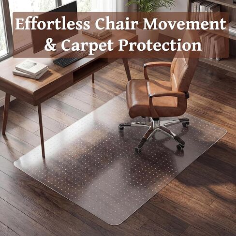 سجادة كرسي مكتب Leinuosen للسجاد عالي التحمل مقاس 46 بوصة × 60 بوصة كبير من البلاستيك الشفاف لأرضية مكتب الكمبيوتر وواقي السجاد مع قبضة غير قابلة للانزلاق للأرضيات المنخفضة والمسطحة والسجاد والمنزل والمكتب in Kuwait