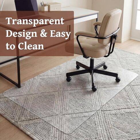 سجادة كرسي مكتب Leinuosen للسجاد عالي التحمل مقاس 46 بوصة × 60 بوصة كبير من البلاستيك الشفاف لأرضية مكتب الكمبيوتر وواقي السجاد مع قبضة غير قابلة للانزلاق للأرضيات المنخفضة والمسطحة والسجاد والمنزل والمكتب in Kuwait
