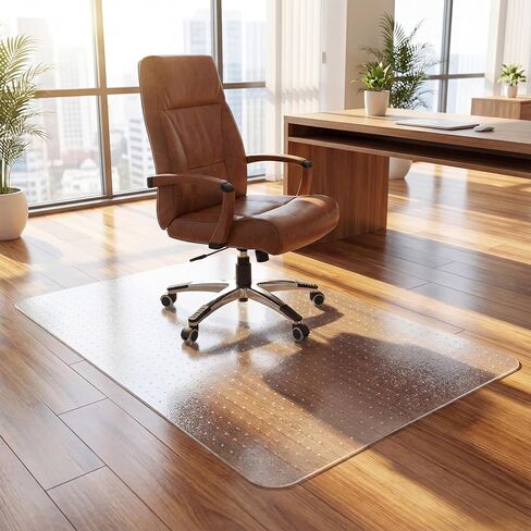 سجادة كرسي مكتب Leinuosen للسجاد عالي التحمل مقاس 46 بوصة × 60 بوصة كبير من البلاستيك الشفاف لأرضية مكتب الكمبيوتر وواقي السجاد مع قبضة غير قابلة للانزلاق للأرضيات المنخفضة والمسطحة والسجاد والمنزل والمكتب in Kuwait