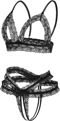 Avidlove Lace Lingerie Set for Women Sexy Cutout Matching Bra and Panty Sets 2 Piece Wireless Bralette Outfits S-XXL in Saudi Arabia