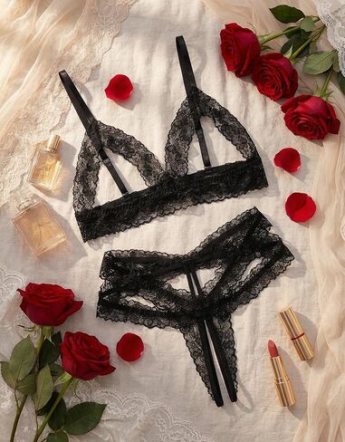 Avidlove Lace Lingerie Set for Women Sexy Cutout Matching Bra and Panty Sets 2 Piece Wireless Bralette Outfits S-XXL in Saudi Arabia