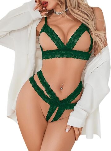 Avidlove Lace Lingerie Set for Women Sexy Cutout Matching Bra and Panty Sets 2 Piece Wireless Bralette Outfits S-XXL in Saudi Arabia