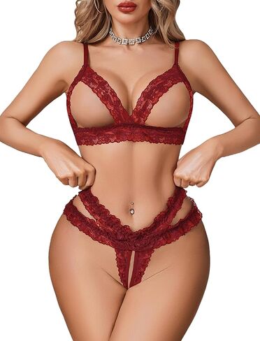 Avidlove Lace Lingerie Set for Women Sexy Cutout Matching Bra and Panty Sets 2 Piece Wireless Bralette Outfits S-XXL in Saudi Arabia