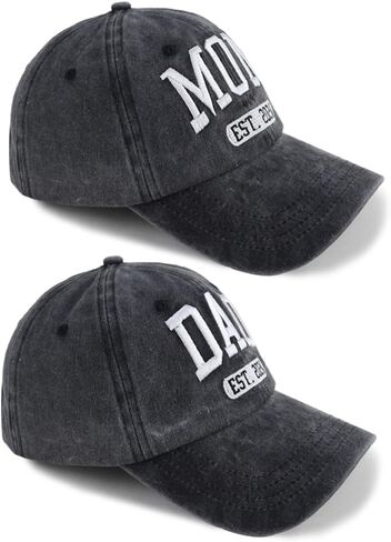 2PCS Est 2026 Mom and Dad Hats for New Parents Gifts, Adjustable Embroidered Baseball Caps for Mothers Fathers Day Xmas in Saudi Arabia