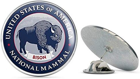 Round USA National Mammal Bison Seal (Parks rv Hike Buffalo) Metal 0.75" Lapel Hat Pin Tie Tack Pinback in Saudi Arabia