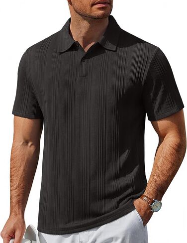 COOFANDY Polo Shirts for Men Short Sleeve Shirts Casual Stylish Collared Summer Textured Knit Shirts in Saudi Arabia