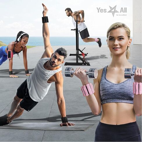 Yes4All Wrist & Ankle Weights Set 2x 1lb - Premium Silicone Adjustable For Women/Men Home Gym, Yoga, Cardio, Pilates, Running in Saudi Arabia