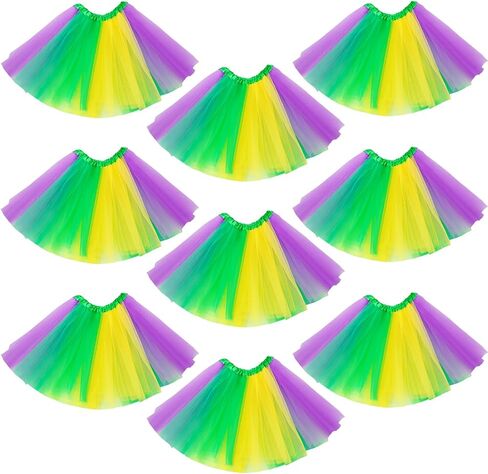 Shihanee 9 Pcs Mardi Gras Tutu Skirt Adult Rainbow Tutus Running Women Skirt Elastic Carnival Dance Costumes for Party in Saudi Arabia