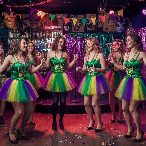 Shihanee 9 Pcs Mardi Gras Tutu Skirt Adult Rainbow Tutus Running Women Skirt Elastic Carnival Dance Costumes for Party in Saudi Arabia
