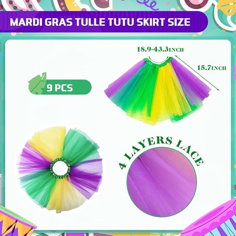 Shihanee 9 Pcs Mardi Gras Tutu Skirt Adult Rainbow Tutus Running Women Skirt Elastic Carnival Dance Costumes for Party in Saudi Arabia