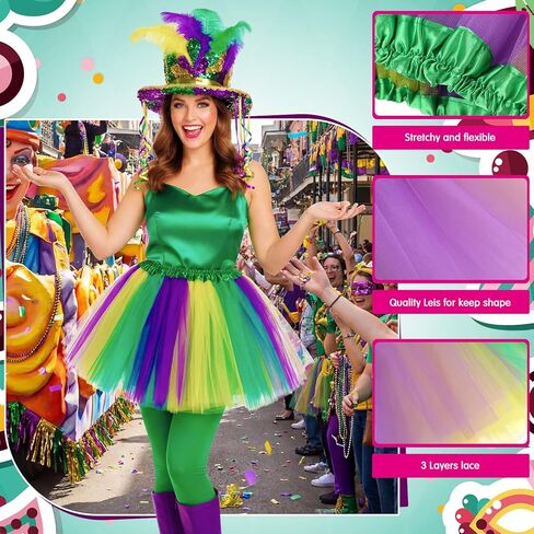 Shihanee 9 Pcs Mardi Gras Tutu Skirt Adult Rainbow Tutus Running Women Skirt Elastic Carnival Dance Costumes for Party in Saudi Arabia
