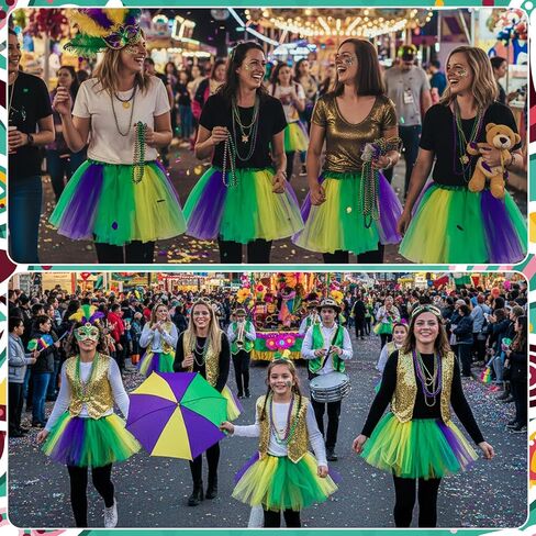 Shihanee 9 Pcs Mardi Gras Tutu Skirt Adult Rainbow Tutus Running Women Skirt Elastic Carnival Dance Costumes for Party in Saudi Arabia