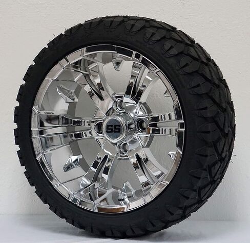 14" VAMPIRE Chrome Wheels and 20x8.50-14 STINGER DOT All Terrain Tires Combo - Set of 4 in Saudi Arabia