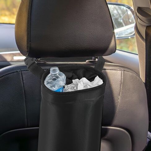 2PCS Car Garbage Bag Hanging, Washable Travel Automotive Trash Can Bags with Top Elastic Vent & Sticky Strap Bottom Opening, Independent Detachable Leak-Proof Seat Back Tash Bin for Car, Suv, Truck in Saudi Arabia