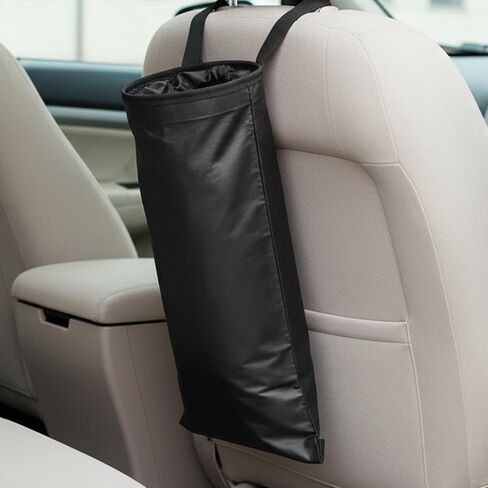 2PCS Car Garbage Bag Hanging, Washable Travel Automotive Trash Can Bags with Top Elastic Vent & Sticky Strap Bottom Opening, Independent Detachable Leak-Proof Seat Back Tash Bin for Car, Suv, Truck in Saudi Arabia