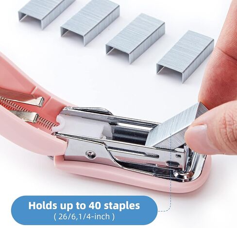 Deli Stapler, 20-50 Sheets Capacity with Staples and Staple Remover Set, Desk Stapler Office Staplers (Pink, 20 Sheet) in Kuwait