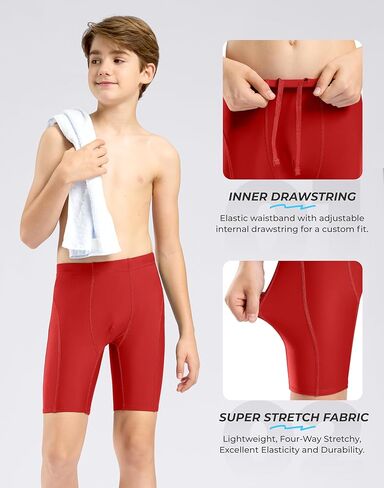 Boys Swim Jammers Youth Competitive Swim Team Trunks Quick Dry Stretch Racing Swimsuit Swimming Shorts for Boy(Red,XL) in Saudi Arabia
