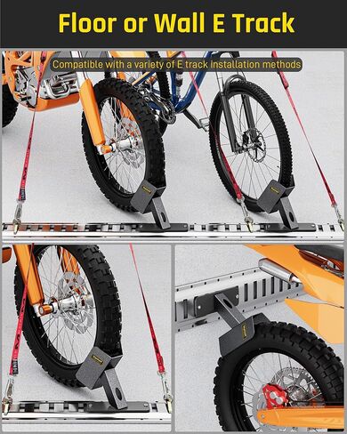 Wyckoff 4-Pack E-Track Dirt Bike Wheel Chock with Track Clip, 360° Swivel, Under 1-Minute Install Remove, Fits Floor or Wall E-Track, Heavy-Duty Accessory for Trailers, Dirt Bikes & Bicycles (4-Pack) in Kuwait