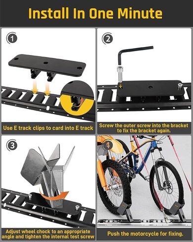 Wyckoff 4-Pack E-Track Dirt Bike Wheel Chock with Track Clip, 360° Swivel, Under 1-Minute Install Remove, Fits Floor or Wall E-Track, Heavy-Duty Accessory for Trailers, Dirt Bikes & Bicycles (4-Pack) in Kuwait