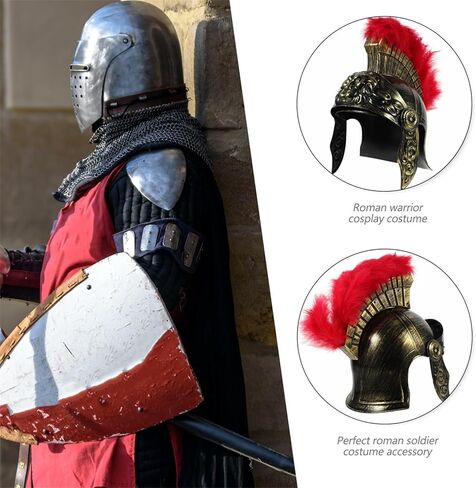 LUOZZY Medieval Knight Soldier Warrior Costume Helmet Hat Antique Roman Soldier Helmet Prop Warrior Helmet Cosplay Costume Hat in Saudi Arabia