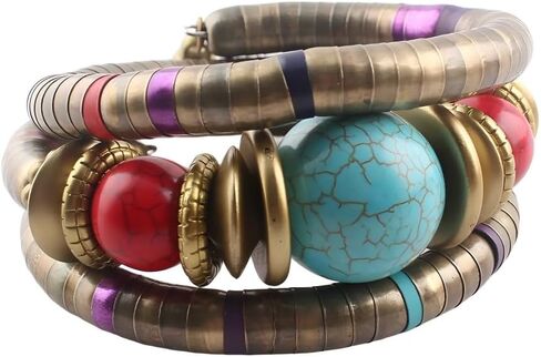 Bohemian African Bracelet for Women Men Ethnic Tribal Snake Bangle Bracelets Layered Chunky Beaded Bracelet Jewelry Gift in Saudi Arabia