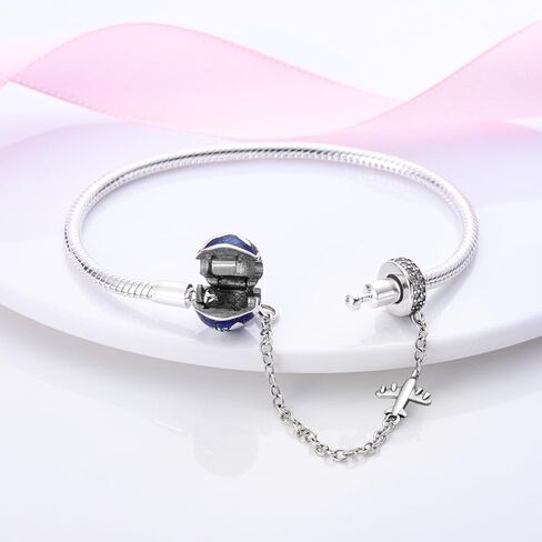 Parmuz 925 Sterling Silver Bracelet Snake Chain Evil Eye Dream Catcher Key Love Heart Clasp Travel charm Iconic Moments European Bracelet Jewelry Gift for Woman in Saudi Arabia