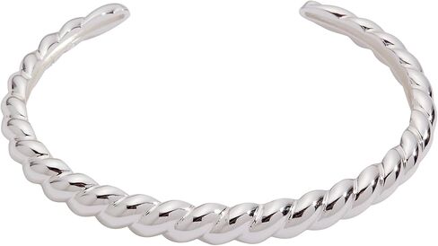 Alex and Ani Puffy Rope Texture Cuff Bracelet, Shiny Silver in Saudi Arabia