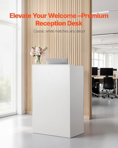 VEVOR Reception Desk, 23.6 inch Rectangular Front Counter Table, Modern Office Reception Desk with Drawer, Small Minimalist Retail Counter Table for Checkout, Lobby, Beauty Salon and Office, White in Saudi Arabia
