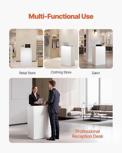 VEVOR Reception Desk, 23.6 inch Rectangular Front Counter Table, Modern Office Reception Desk with Drawer, Small Minimalist Retail Counter Table for Checkout, Lobby, Beauty Salon and Office, White in Saudi Arabia