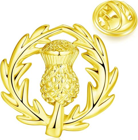 HONEY BEAR 0.79" Mens Womens Scortland Thistle Flower Lapel Pins Collar Badge Brooches for Business Wedding Graduation Gift in Saudi Arabia