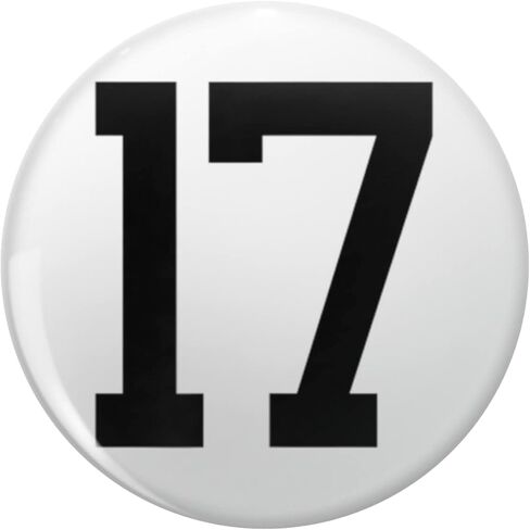 Number 17 on Front Back Numbers Sports Game Team Jersey 17 Round Metal 0.75" Lapel Pin Hat Shirt Tie Tack Pinback in Saudi Arabia